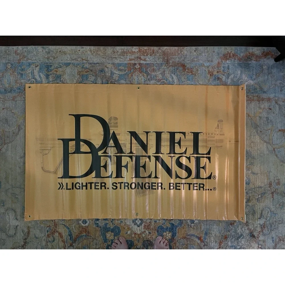 Daniel Defense 3' X 5' Vinyl Banner W Grommets MK 18 Silhouette DD Logo Yellow